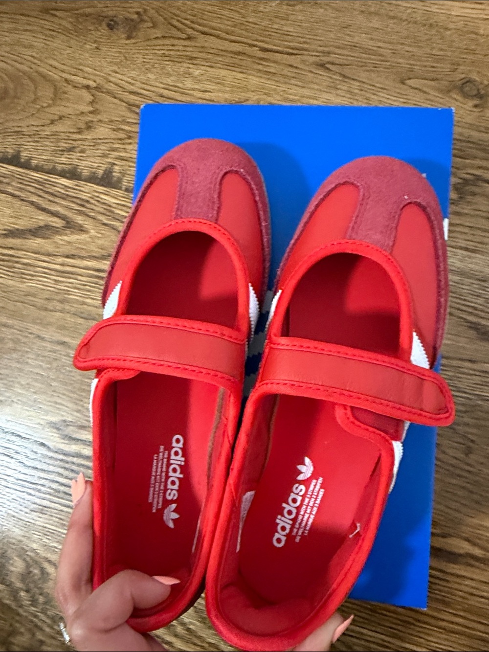 adidas Samba Mary Jane Sneakers in Red with White Stripes and Gum Sole - Picture 2 of 4
